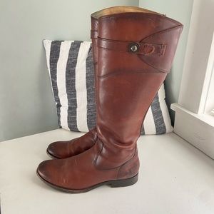 Frye Women's Molly Button Tall Riding Boots Leather Redwood 76111 Size 8
